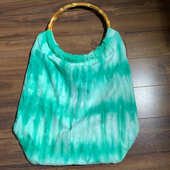 NWT Lands End Reversible HOBO Bamboo Bag - Picture 2 of 7